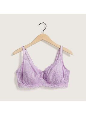 Deesse Femme Couture Purple Lace Unlined Underwire Unpadded Bra 44H Lingerie